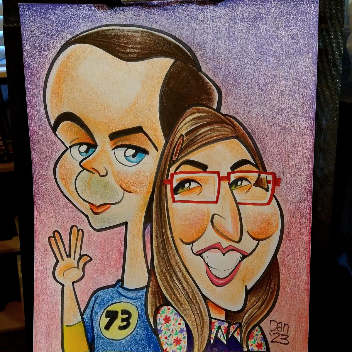 Happy Valentine's Day!  Rewatching The Big Bang Theory so thought I would celebrate with Sheldon and Amy. I drew them a few years ago, but it was nice to update it #bigbangtheory #sheldoncooper #amyfarrahfowler #jimparsons #mayimbialik #caricature #cartoon #doodle
