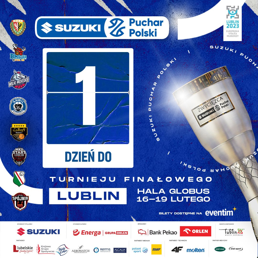 🏆 #SuzukiPucharPolski rozpoczyna się już jutro❗️

Bilety ➡️ eventim.pl/artist/suzukip…

---
@EnergaSA @PolskaSuzuki @BankPekaoSA @PKN_ORLEN @kgs_pl #Lubelskie #zDUMĄwspieramySport #KierunekLubelskie #plkpl