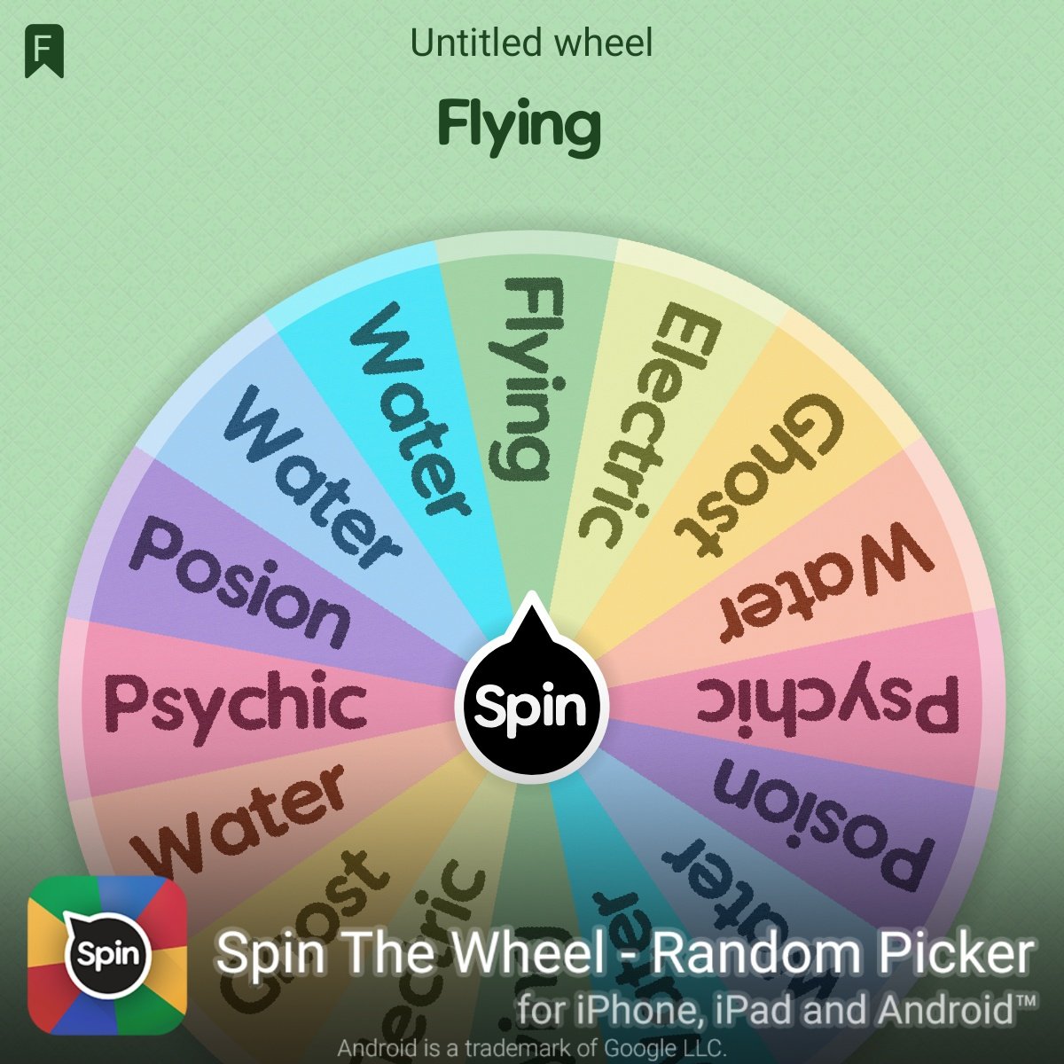 Next sandwich is flying gyrados or a bird wingull ill hunt I rolled Flying  in this fortune wheel! #SpinTheWheelApp #spinthewheel 👉 spinthewheel.app/download