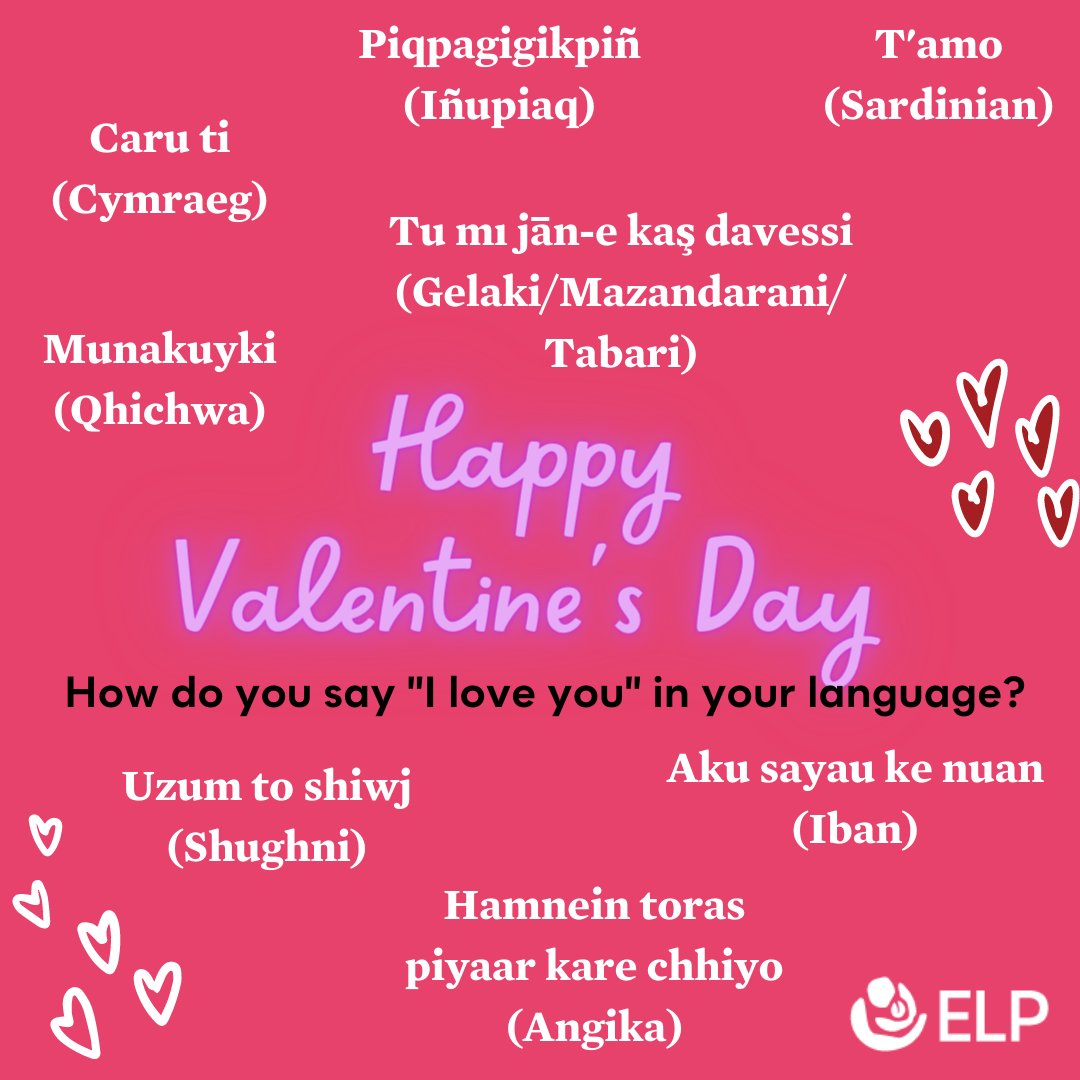 Happy #ValentinesDay! We're sending love to all language communities around the world today - what are some words of love in your language?

#IndigenousLanguages #Languages #EndangeredLanguages