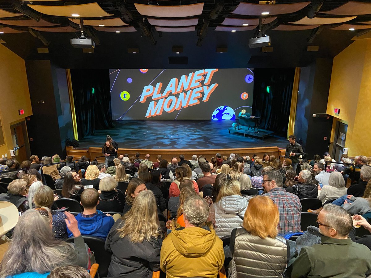 On Saturday, @horowitzghazi, @mdc & @elliswonk played to a sold-out crowd in Big Sky, Montana! The team talked about accidental natural experiments, the history of work perks, & the legacy of Adam Smith (with a cameo from his ghost!) Where should Planet Money Live! visit next?