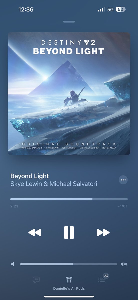 DaniMoonlite's tweet image. I added a few songs from D2 on Apple Music. Beyond Light hits me right in the feels. 🧊 #destiny2 #beyondlight