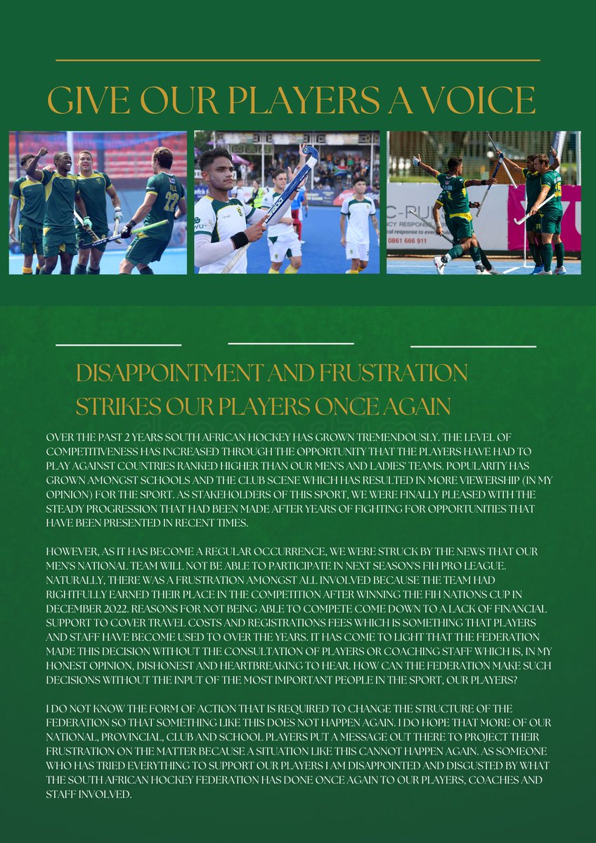 It's definitely not the best piece of writing I've put together in my life, but I felt like I had to put together something short to express my disappointment and frustration over what has happened. SAHA, you are a bunch of cowards, and I hope all players speak out about this.