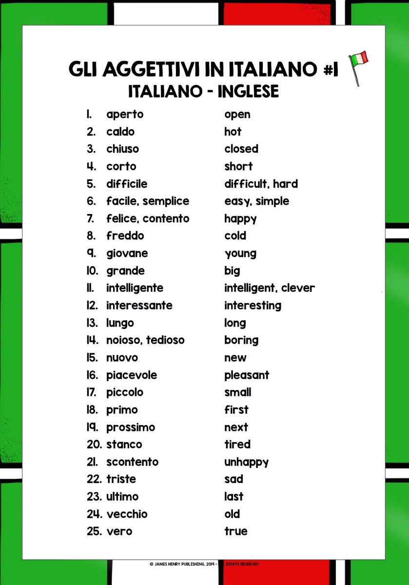 LivelyLangs's tweet photo. #learnitalian #teachingitalian #gliaggettivi #italianadjectives #gcseitalian #thelivelylanguagesclassroom #thelivelylearningclassroom #italianointermedio #mfltwitterati #italianoperprincipianti #beginneritalian #intermediateitalian #italianfreebies https://t.co/0u5XkBWkJB https://t.co/40HaXadRG9