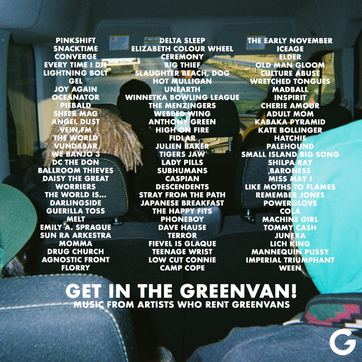 GET IN THE GREENVAN! is a new playlist highlighting the eclectic range of musicians that rent from <a href="/greenvans/">Greenvans</a>, including bands currently in vans now and artists from our storied past — <a href="/piebaldmusic/">Piebald</a> and <a href="/pinkshiftmd/">pinkshift</a> to <a href="/Convergecult/">Converge</a> and <a href="/WeBanjo3/">We Banjo 3</a>! Listen: spoti.fi/3YKGs4k.