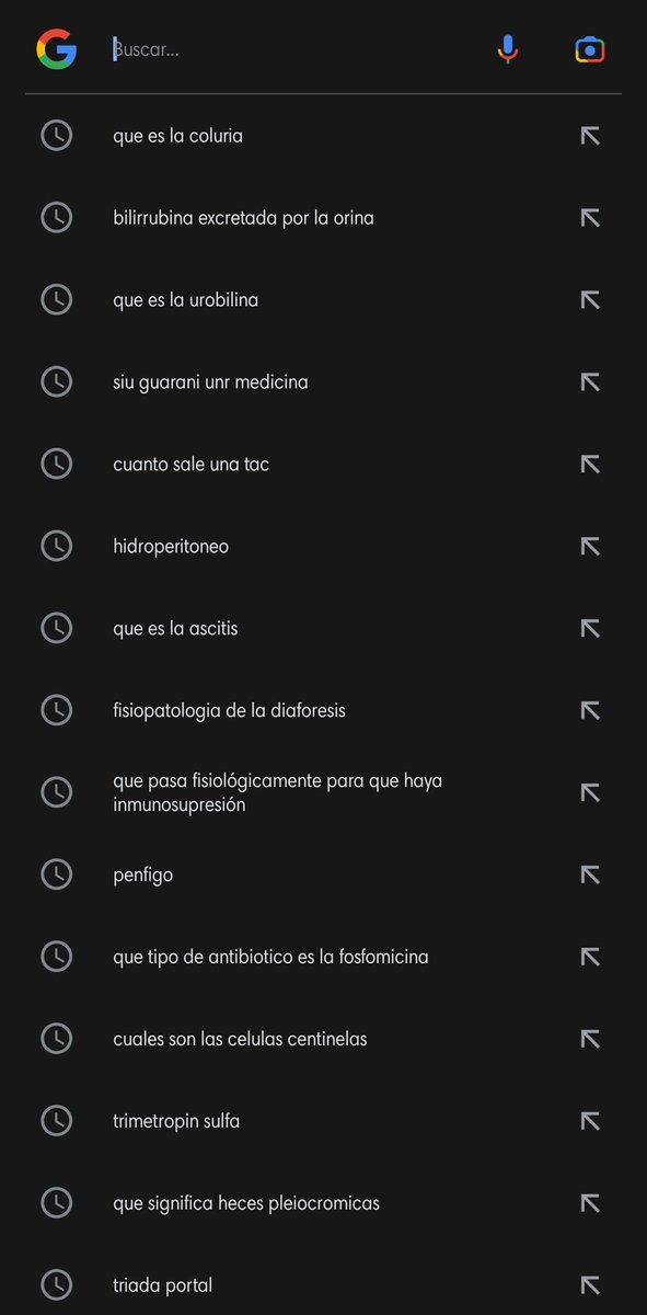 Quiero ver el historial de búsquedas en Google de la gente en época de finales y deducir que estudian, aquí dejo el mío.