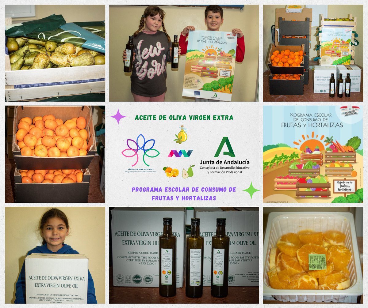 Nuestro #aove ya está llegando a los centros escolares andaluces para los #desayunossaludables del #díadeandalucía 
Gracias al <a href="/ProEdSaludable/">Programa Hábitos Vida Saludable</a> para consumo de Frutas y Hortalizas 🍅🍊financiado por <a href="/AgriculturAnd/">Consejería AgriPesca</a> <a href="/EducaAnd/">Consejería Desarrollo Educativo y FP</a> 
Es un Aceite Virgen Extra de <a href="/MagnasurAOVE/">Magnasur</a> #Bedmar