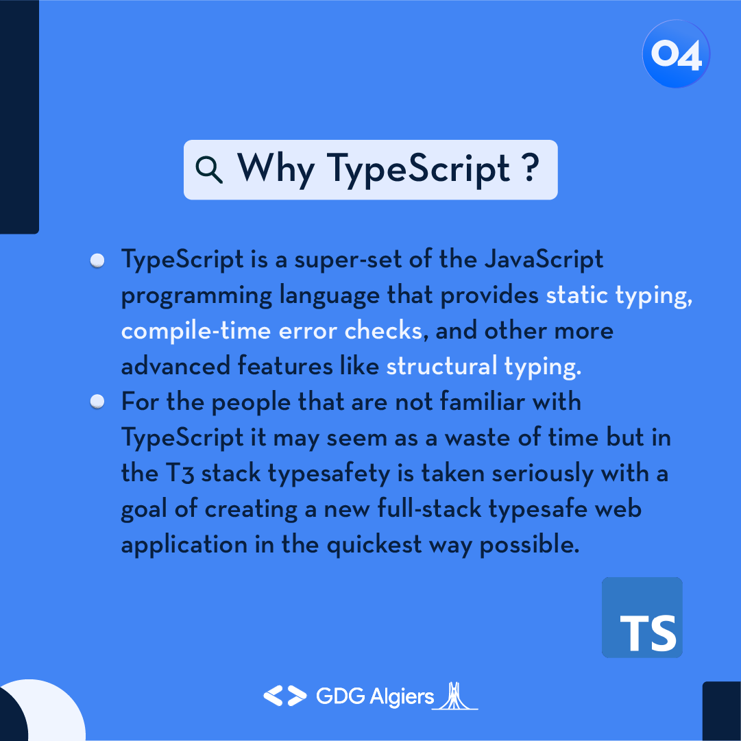GDG_Algiers's tweet photo. In today's chapter of web it up, we'll explore the trendy web development stack "The T3 stack", why is it popular? what are its components? and what can be added to them?🤔 Through an eye and know it all!
#GDG #GDGAlgiers #webdevelopment #webdev #webdevstack  #T3stack https://t.co/RQrcB19Elm