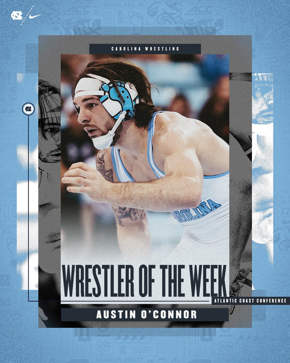 UNCWrestling's tweet photo. 𝑨𝑪𝑪 𝑾𝒓𝒆𝒔𝒕𝒍𝒆𝒓 𝑶𝒇 𝑻𝒉𝒆 𝑾𝒆𝒆𝒌 

@aoconnor157 

#GoHeels | #TogetherWeWin https://t.co/s1pmPGcqbq