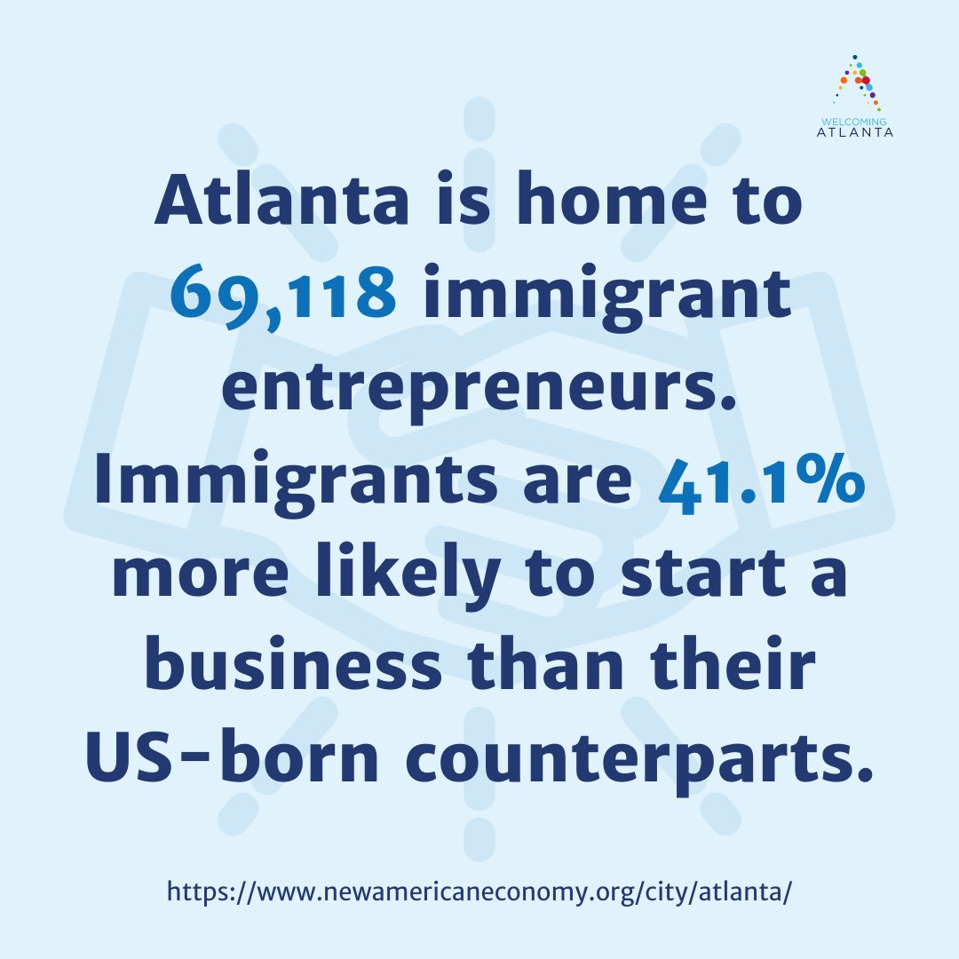 DID YOU KNOW?

Atlanta is home to 848,960 immigrant residents, a number that grows every year. 

➡️Swipe to check out some more statistics on Atlanta’s immigrant population.

#ImmigrantsAreEssential #HomeIsHere