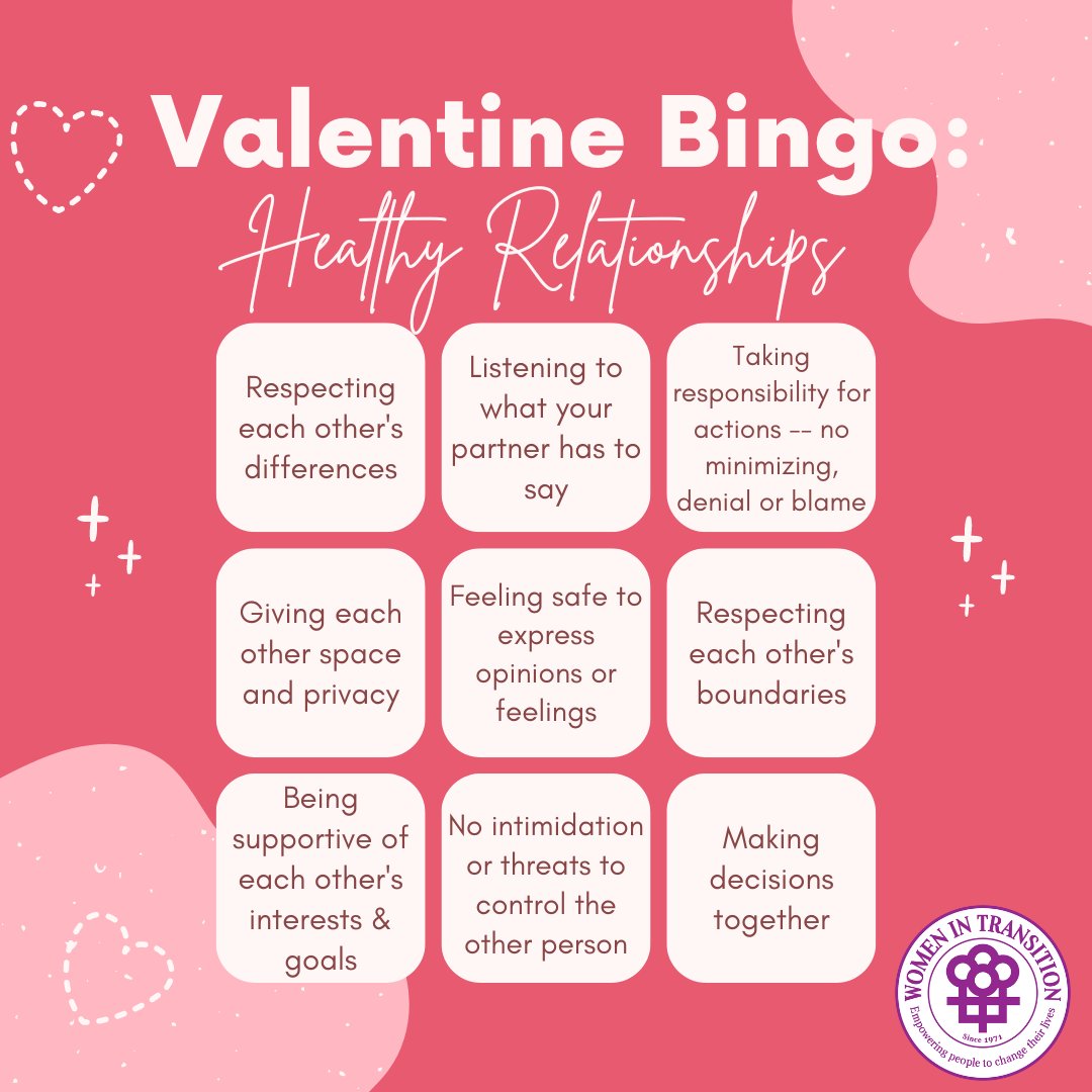 Images of love &amp; romantic relationships are everywhere, but are they healthy examples? Play Healthy Relationships bingo &amp; identify the healthy (or unhealthy!) relationships in your life.

#DomesticViolence #DomesticAbuse #ValentinesDay