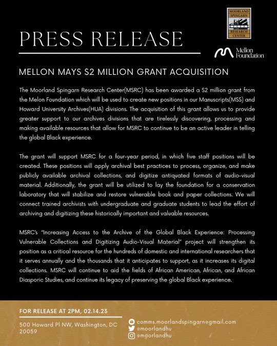 Moorland Spingarn Research Center tweet media