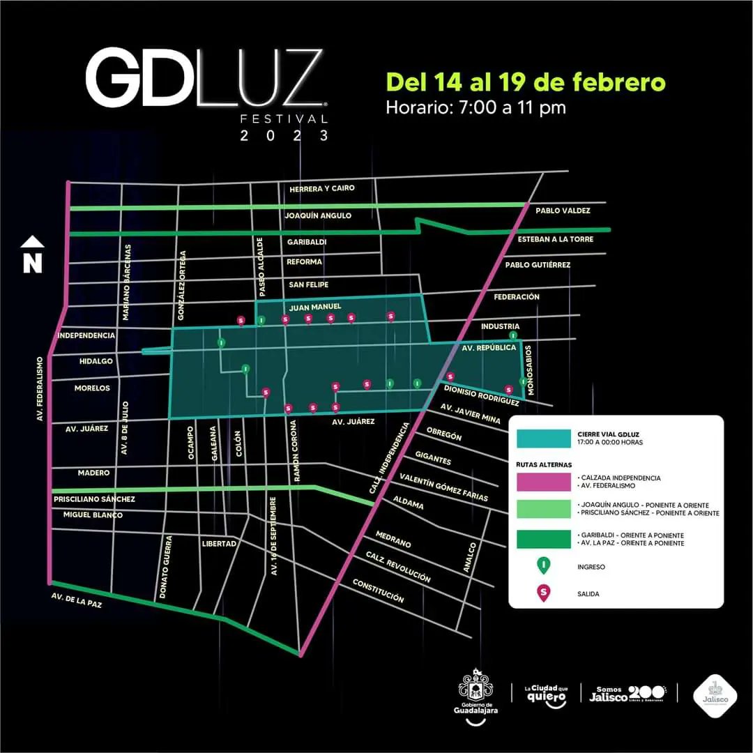 Nos vemos al rato en <a href="/GDLuzFestival/">GDLUZ Festival</a> #plazafundadores. Aquí les dejamos horarios y mapas de los cierres viales y estacionamientos disponibles.