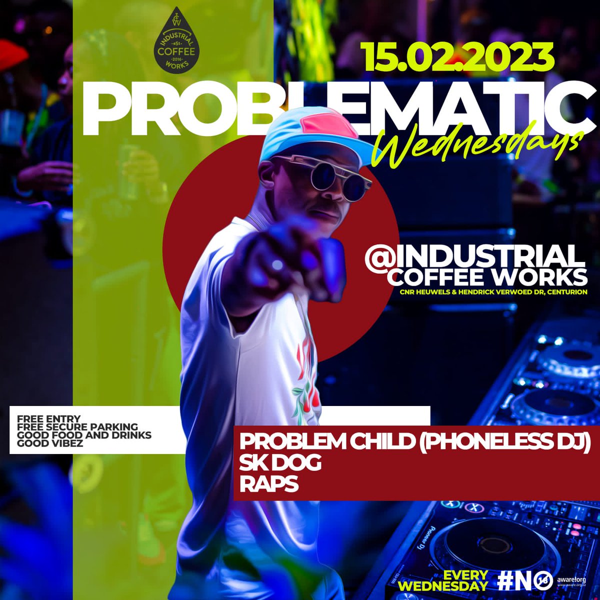 Problem Child Ten83 (@phonelessdj) on Twitter photo New Wednesday Fever in the heart of Centurion...
Join the PhonelessDj on wax every Wednesday at Industrial Coffee Works. 
No ts and cs New Wednesday Fever in the heart of Centurion...
Join the PhonelessDj on wax every Wednesday at Industrial Coffee Works. 
No ts and cs