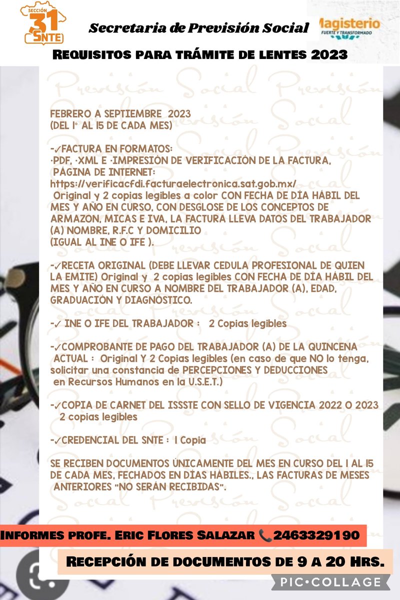 Er75705133's tweet photo. Les comparto los requisitos para reembolso de trámite de lentes 2023  amigos. https://t.co/yzxDrGxyow