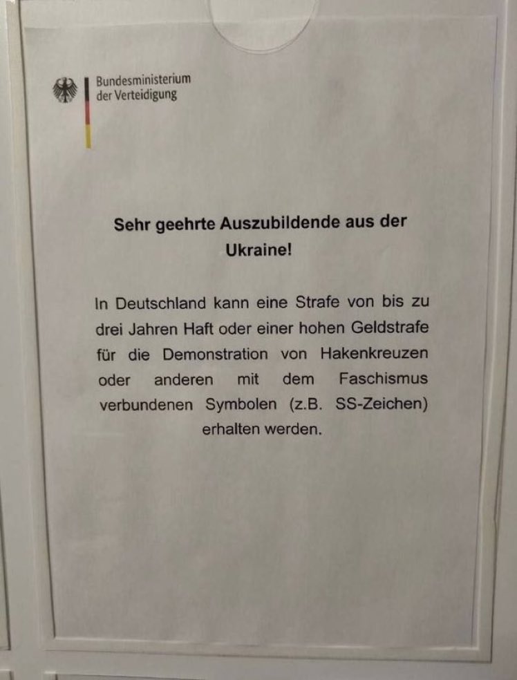 BowesChay's tweet photo. The #German Army warning Ukrainian soldiers being trained to drive #Leopards not to wear or display Swastikas or other #Nazi symbols while in #Germany as they could face imprisonment. 

There are No Nazis in #Ukraine. Right? https://t.co/ziqXJy3ZdG