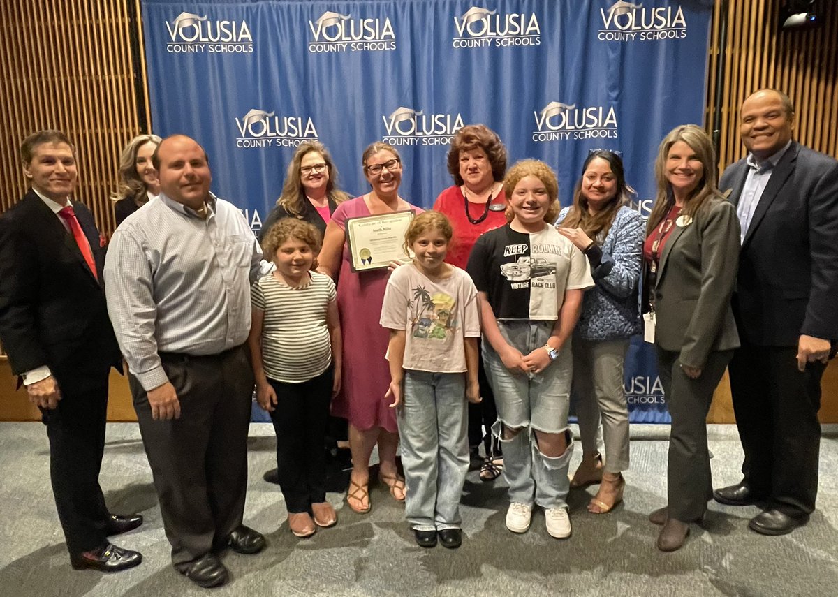 volusiaschools's tweet photo. Tonight we recognized Angela Miller, a Support Facilitation teacher at Chisholm Elementary. She received the 2023 Rising Star Special Educator of the Year Award from @CECMembership. Principal Marple shared “The passion Ms. Miller has for her students does not go unrecognized!" https://t.co/g6Alq6M6vn