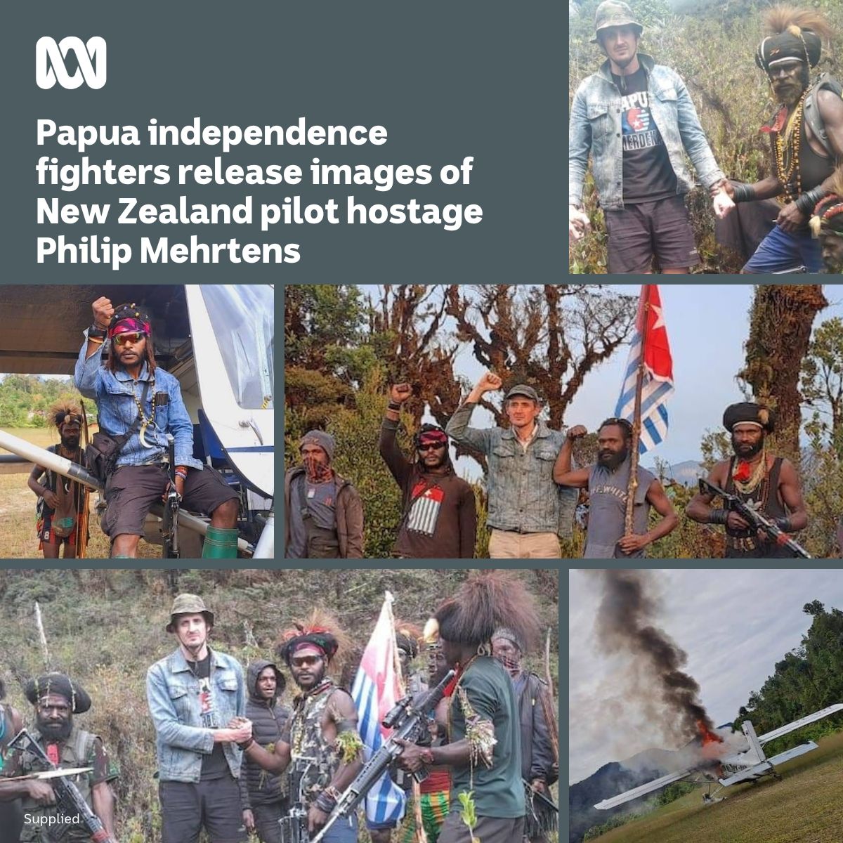 Independence fighters in Indonesia's Papua region have released videos and photos of a New Zealand pilot they are holding hostage, declaring them proof that he is still alive and well.  Read more: ab.co/3ImKLxC