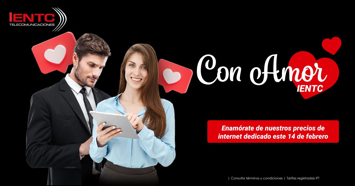 Enamórate de nuestros precios de internet dedicado este 14 de febrero
¡Cotiza ahora! 👉🏼 dedicado.ientc.net  🌐