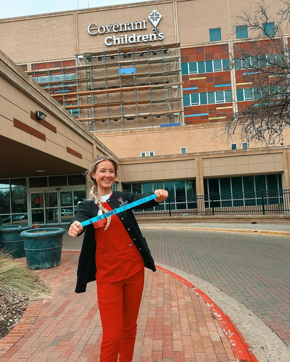 TTUHSC's tweet photo. “anyone need an IV??? #firststick” Posing for a photo with the tourniquet from their #FirstIV start is something of a tradition for nursing students like Anna Claire, and others in the @ttuhscson School of Nursing students in Lubbock. #RedRaiderNurse https://t.co/U9IIO1fLp8