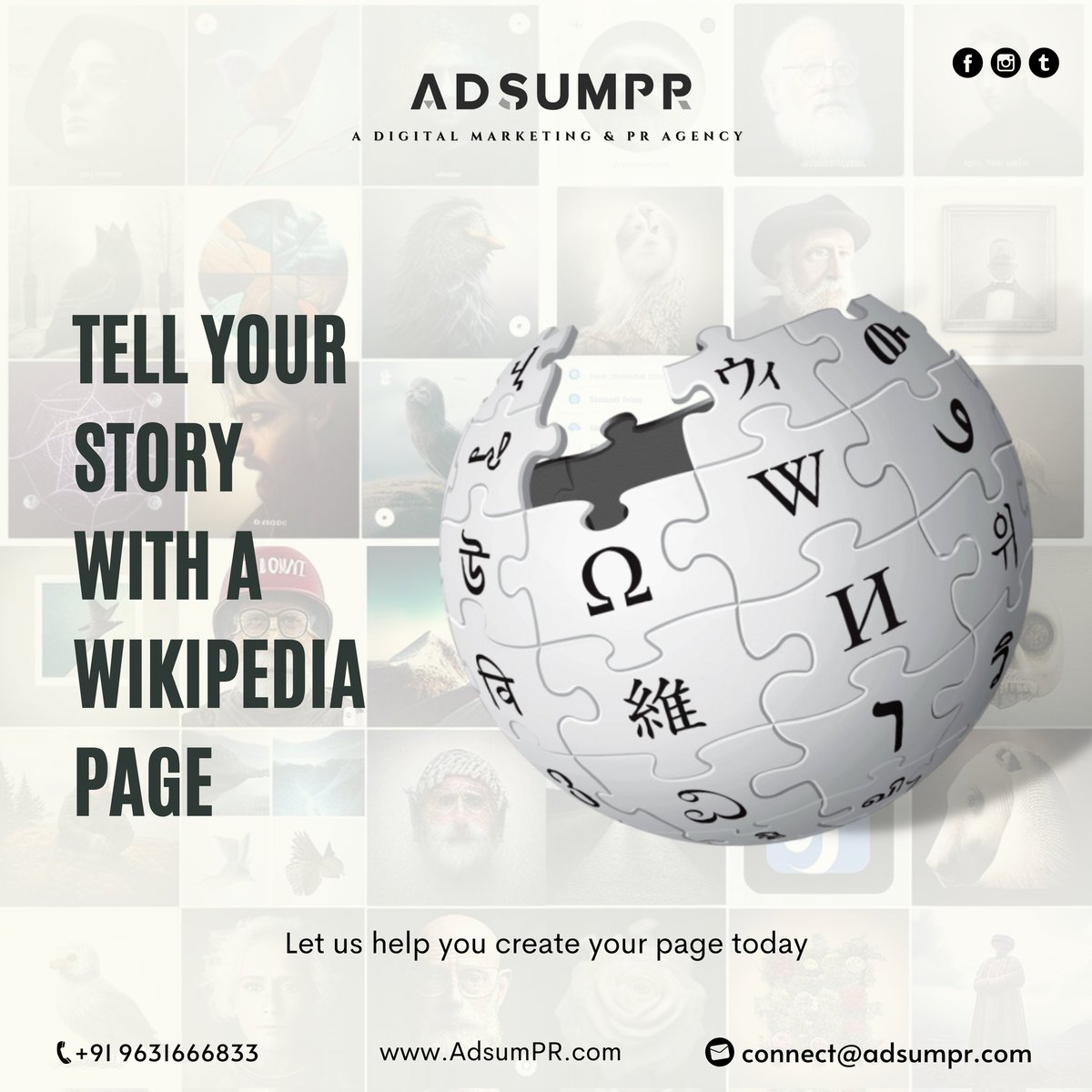 adsumpr's tweet photo. Make your mark on the world and boost your online presence with a Wikipedia page created just for you. Let our team help you showcase your story with the world!

Call : +91 9631666833

#WikipediaPage #WikiExperts #OnlinePresence #PersonalBranding  #WikiCreation #WikiEditing https://t.co/0E3ENYhzul