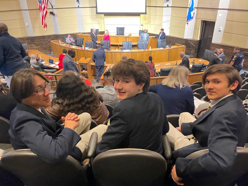 Jonah Alexander, Charlie Vinson, and Hayden Miller, attended the <a href="/MobileCouncil/">Mobile City Council</a> meeting this morning as part of their 8th grade Community Project. They were impressive enough for <a href="/MayorStimpson/">Mayor Sandy Stimpson</a> to hop into a photo with them. #BeEXTRAordinary #ExcellenceByChoice <a href="/MobilePublicSch/">MobilePublicSchools</a>