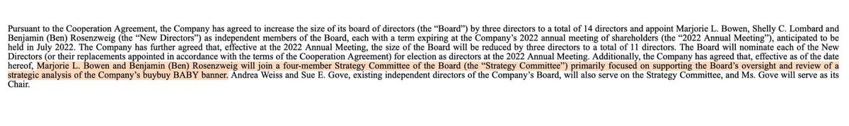 BananaSquatter's tweet photo. $BBBY
“Marjorie L. Bowen and Benjamin (Ben) Rosenzweig will join a four-member Strategy Committee of the Board (the "Strategy Committee") primarily focused on supporting the Board's oversight and review of a strategic analysis of the Company's buybuy BABY banner.”
Is the job ✅❓ https://t.co/xUXdPuv3z0