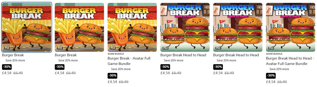 BreakSushi's tweet photo. Burgers on sale in the EU! Burger Break, Burger Break Head to Head and Burger Run. Save 50% with Playstation Plus! #smobileinc #burgerbreak #burgerrun #burgerbreakheadtohead #sushibreak #Playstationplus #PS4 #PS5 https://t.co/WM1qzI5FrL