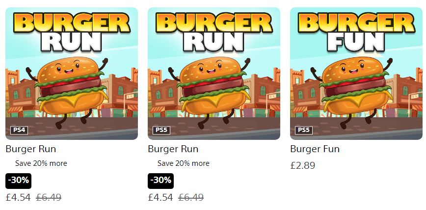 BreakSushi's tweet photo. Burgers on sale in the EU! Burger Break, Burger Break Head to Head and Burger Run. Save 50% with Playstation Plus! #smobileinc #burgerbreak #burgerrun #burgerbreakheadtohead #sushibreak #Playstationplus #PS4 #PS5 https://t.co/WM1qzI5FrL