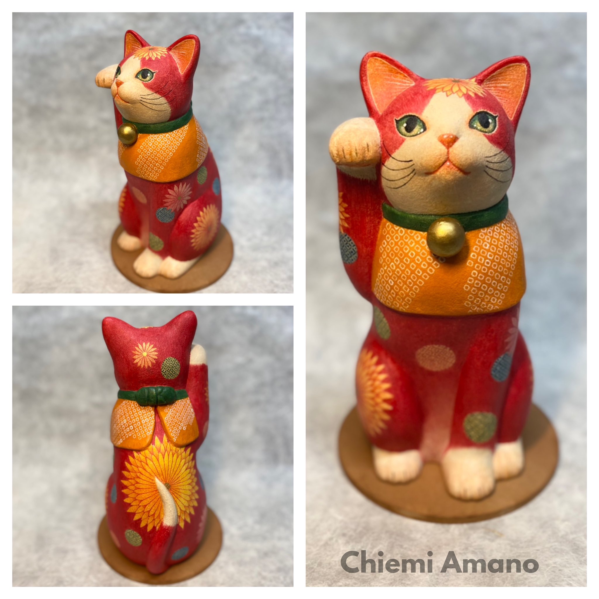 人形作家 天野千恵美 鯛と猫