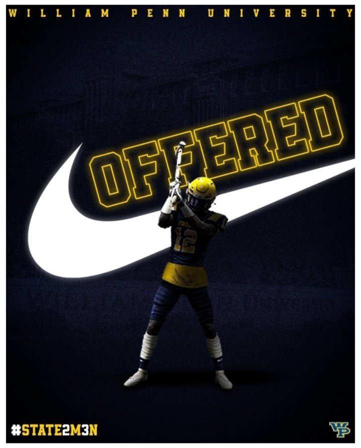 After a great conversation with coach @JakeWarehime I am blessed to receive my 3rd offer from William penn University 🙏 <a href="/single_antonio/">Antonio Singleton</a> <a href="/CoachStrange06/">Freddie Strange Jr.</a> <a href="/CoachGainesRec/">CG Recruiting</a> <a href="/WPU_Football/">𝙒𝙞𝙡𝙡𝙞𝙖𝙢 𝙋𝙚𝙣𝙣 𝙁𝙤𝙤𝙩𝙗𝙖𝙡𝙡</a> <a href="/juanita_fogle/">Juanita Fogle</a>