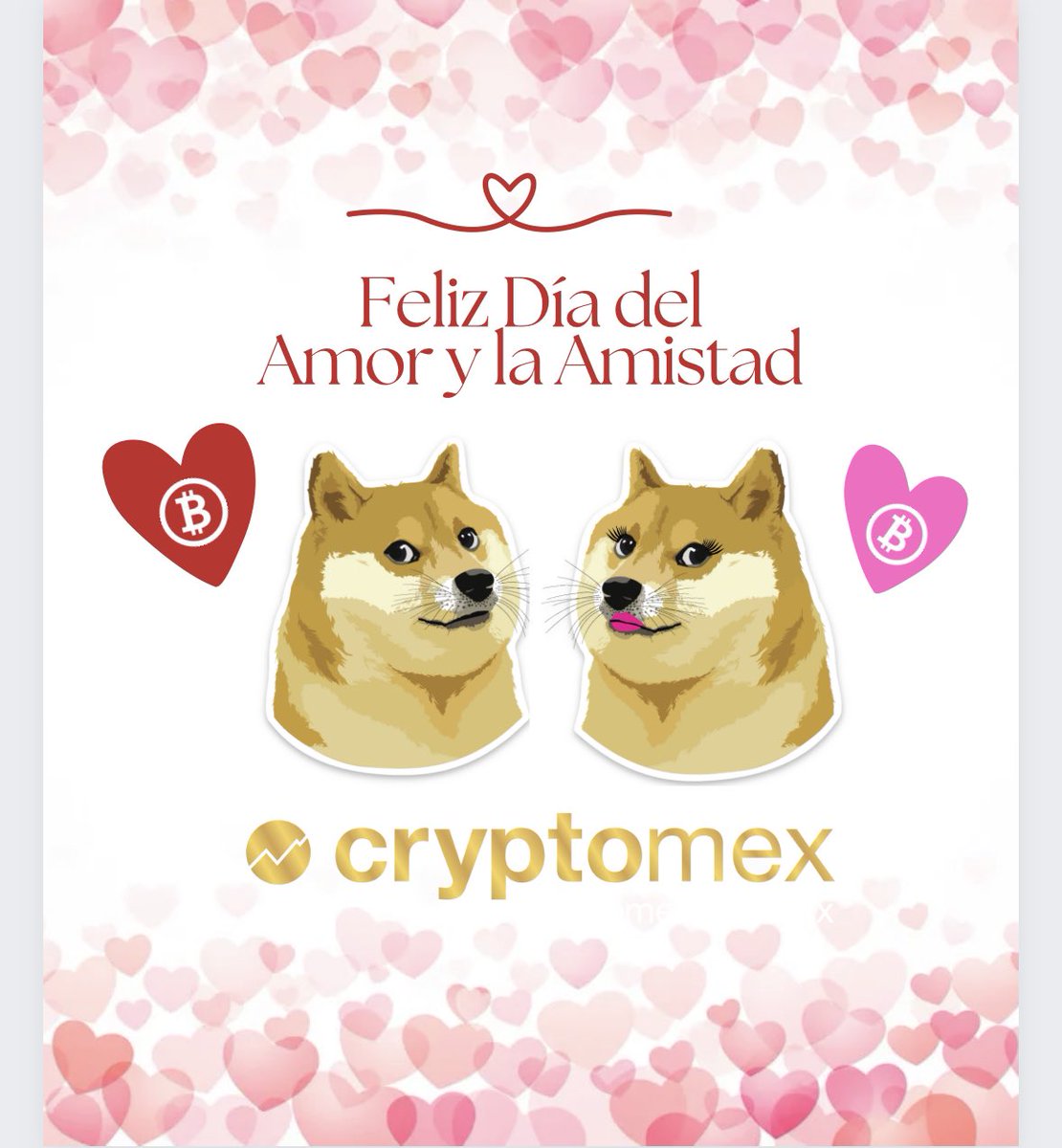 cryptomex_mx's tweet photo. Feliz día del #amor y la #amistad 💕
Te desea la familia #Cryptomex 💝
#bitcoin is #love #ValentinesDay #dodge 💖 https://t.co/IDUKw1M0o3
