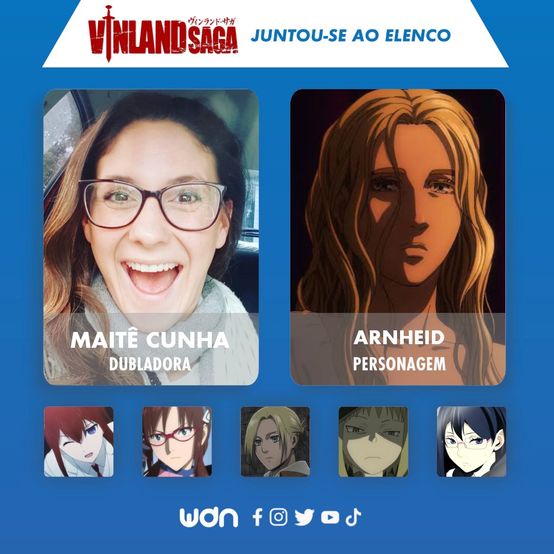 WDN - World Dubbing News on X: ⚔️ Novo dubladores juntam-se ao elenco de 'Vinland  Saga' • Luiz Amorim como Sverkel • Maitê Cunha como Arnheid   / X