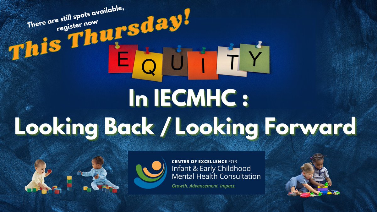 This Thursday February 16 from 2:00-3:30pm EST - Equity in IECMHC: Looking back, looking forward  
Register Here: bit.ly/3jboUzx

Visit our website for more equity resources including links to previous webinars.