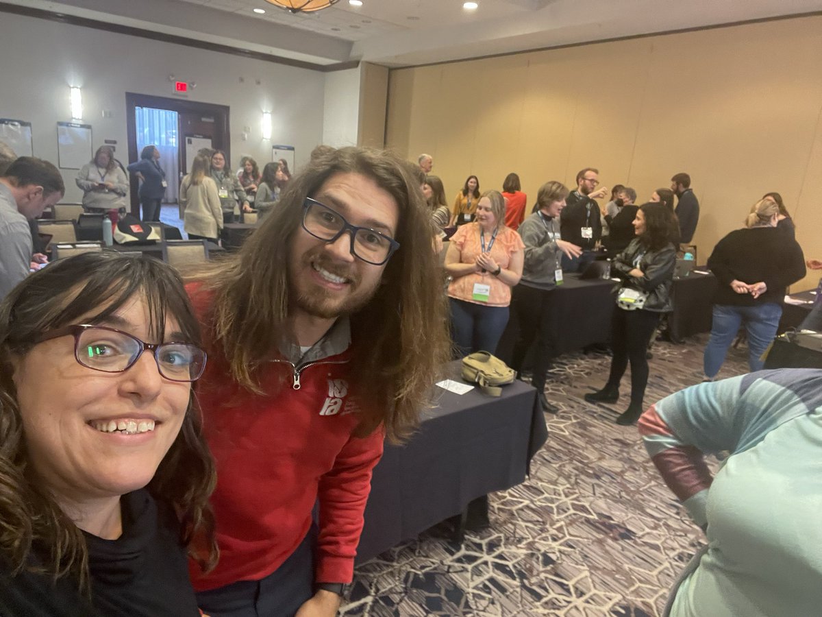 MsHereth's tweet photo. Ya’ll @JackMcHair is a dream co-worker and co-presenter. Even if the only pic of us presenting together is this one! (They are doing a Stand and Talk in the background) We crushed it! #ICTM23 #HarshmanLeadsTheWay #ProvingWhatsPossible @pwp_ips @Harshman_MMS @IPSSchools https://t.co/RHQs7U7CBI