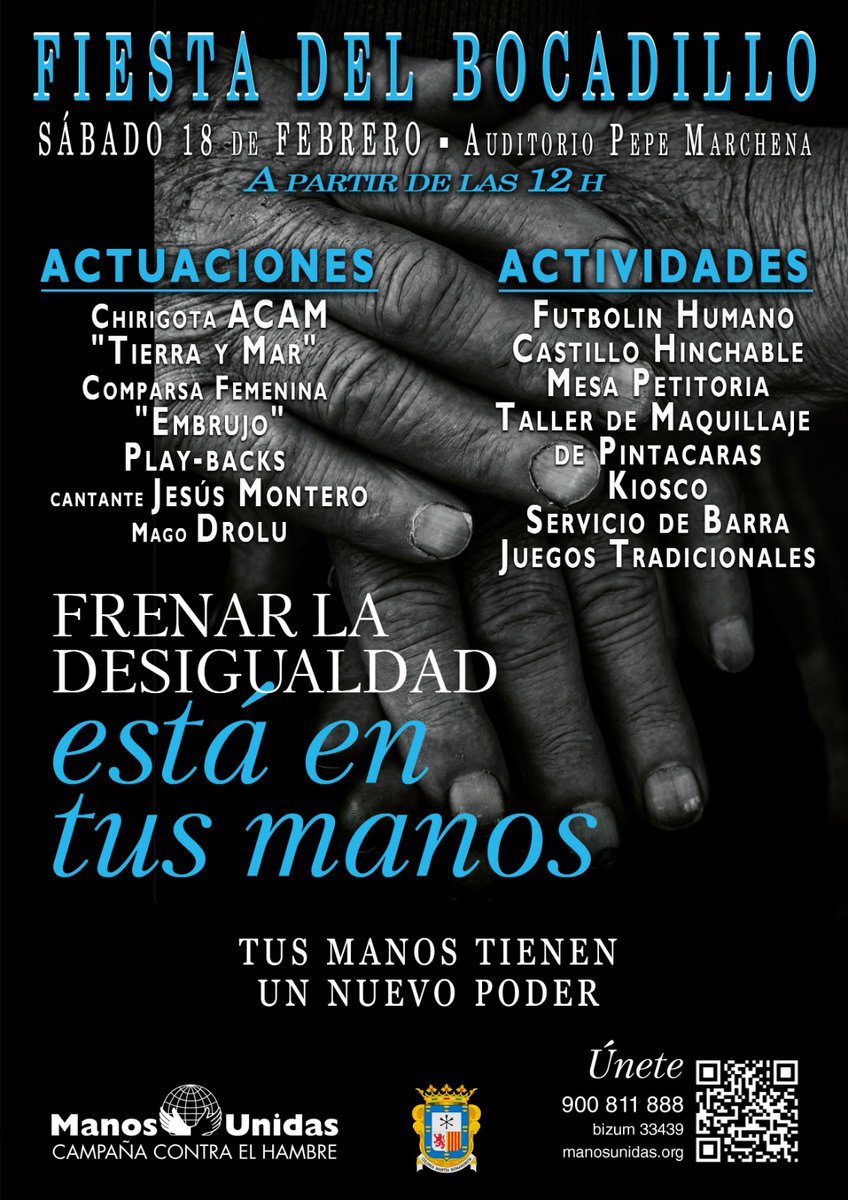 ManosunidasM's tweet photo. Cada gota cuenta.
Cada mano.
Porque #TusManosTienenUnNuevoPoder
el poder de la #Solidaridad 
¡Anímate y súmate! a la 
#FiestaDelBocadillo #Marchena
Y recuerda que 
#FrenarLaDesigualdadEstáEnTusManos https://t.co/z7ha67Z8Sz