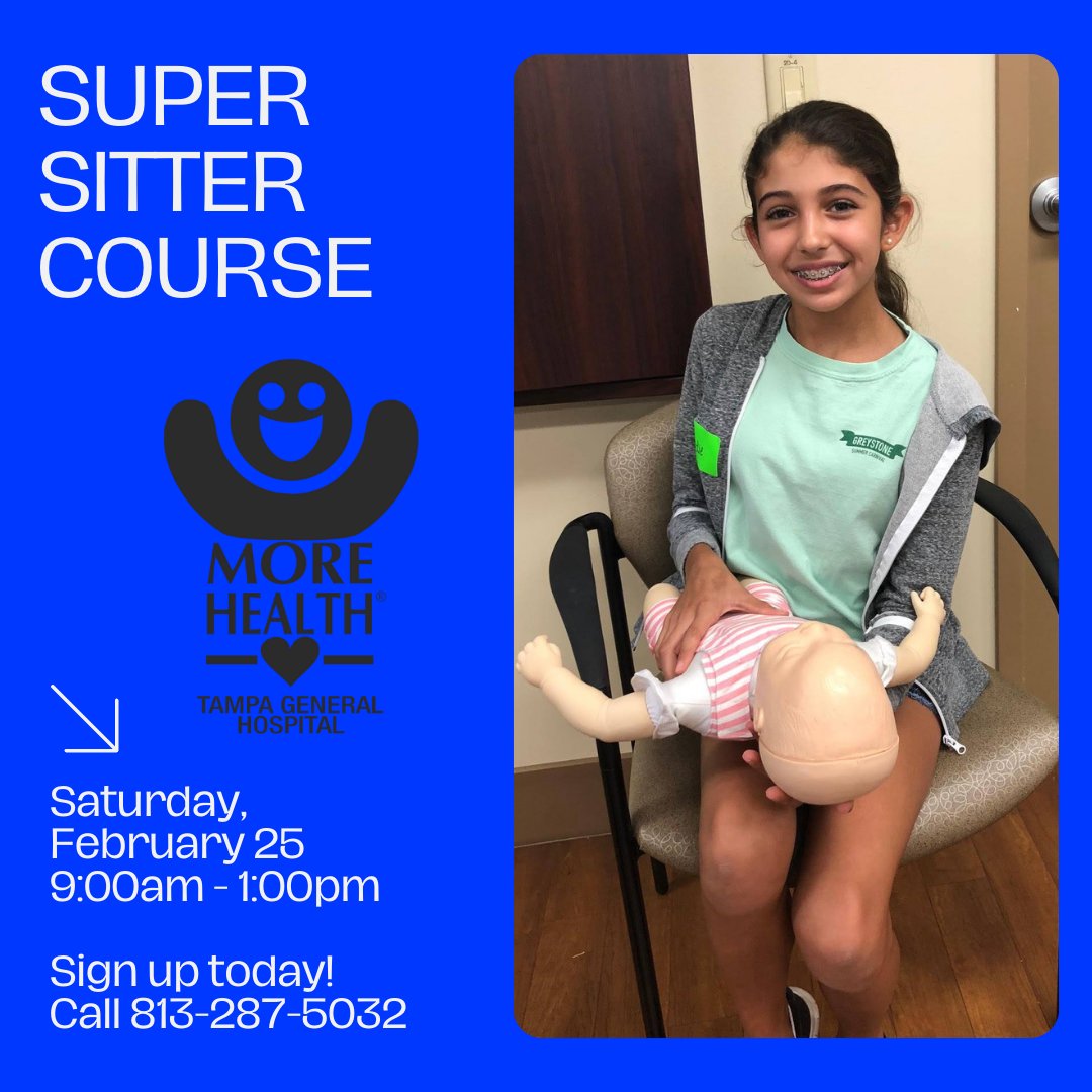 We still have spots available for our February 25th SuperSitter Course! Call today to register! 813-287-5032
