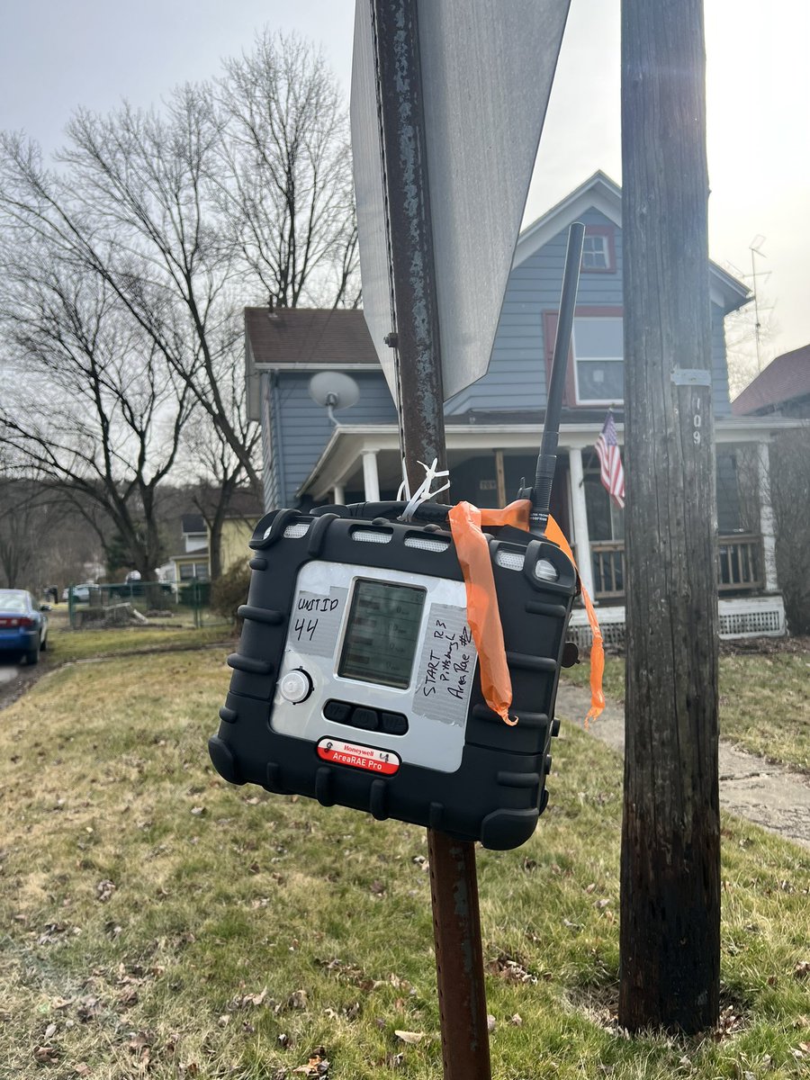 These portable gas monitors are all over East Palestine, OH following that 50 car train derailment.