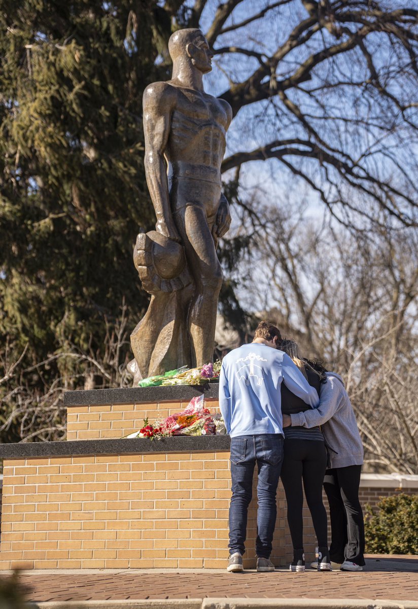 ChloeTrofatter's tweet image. Students, faculty and community members gather in support of each other and remembrance of the three victims of the mass shooting at Michigan State University, including Alexandria Verner and Brian Fraser, on Monday, Feb. 13, 2023.