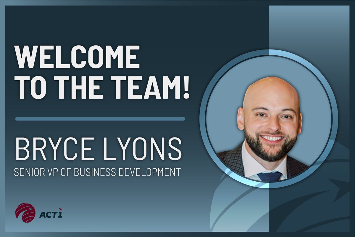We are thrilled to welcome our new Senior VP of Business Development, Bryce Lyons, to the ACT1 team!