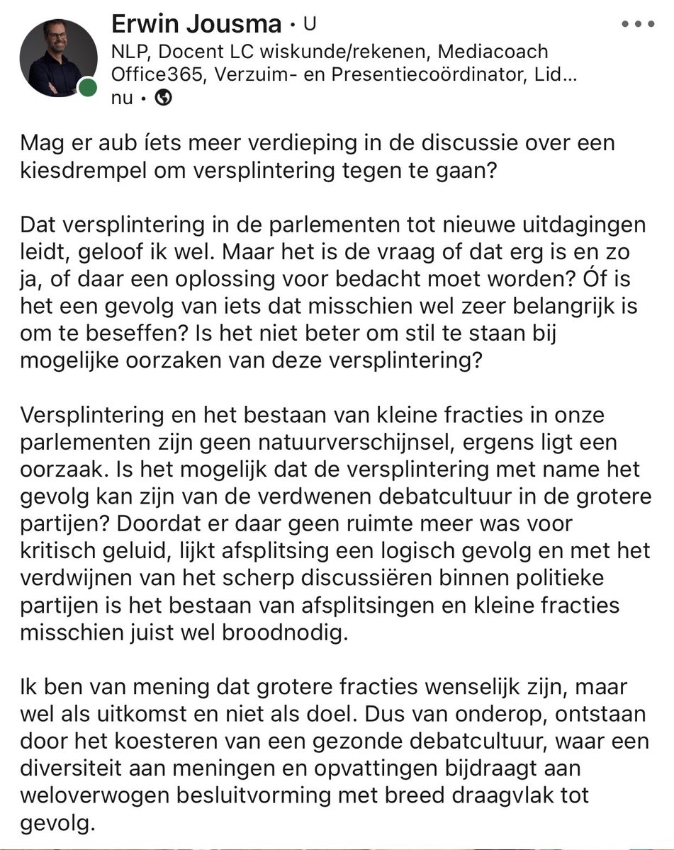 ErwinJ77's tweet photo. Mag er aub íets meer verdieping in de discussie over een #kiesdrempel om #versplintering tegen te gaan? https://t.co/HgXqIkVSa8