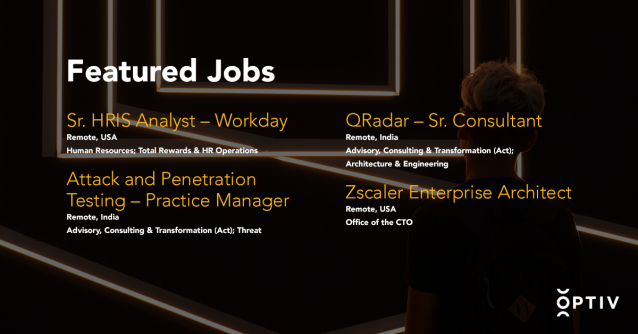 HCasehall's tweet photo. We're looking for future-forward people to join @Optiv with openings in #HR, #PenTesting and many more. 👋 Are you a good fit? Learn more and apply at https://t.co/jsbuETAuQd. #OptivCareers https://t.co/2EH2m71yec