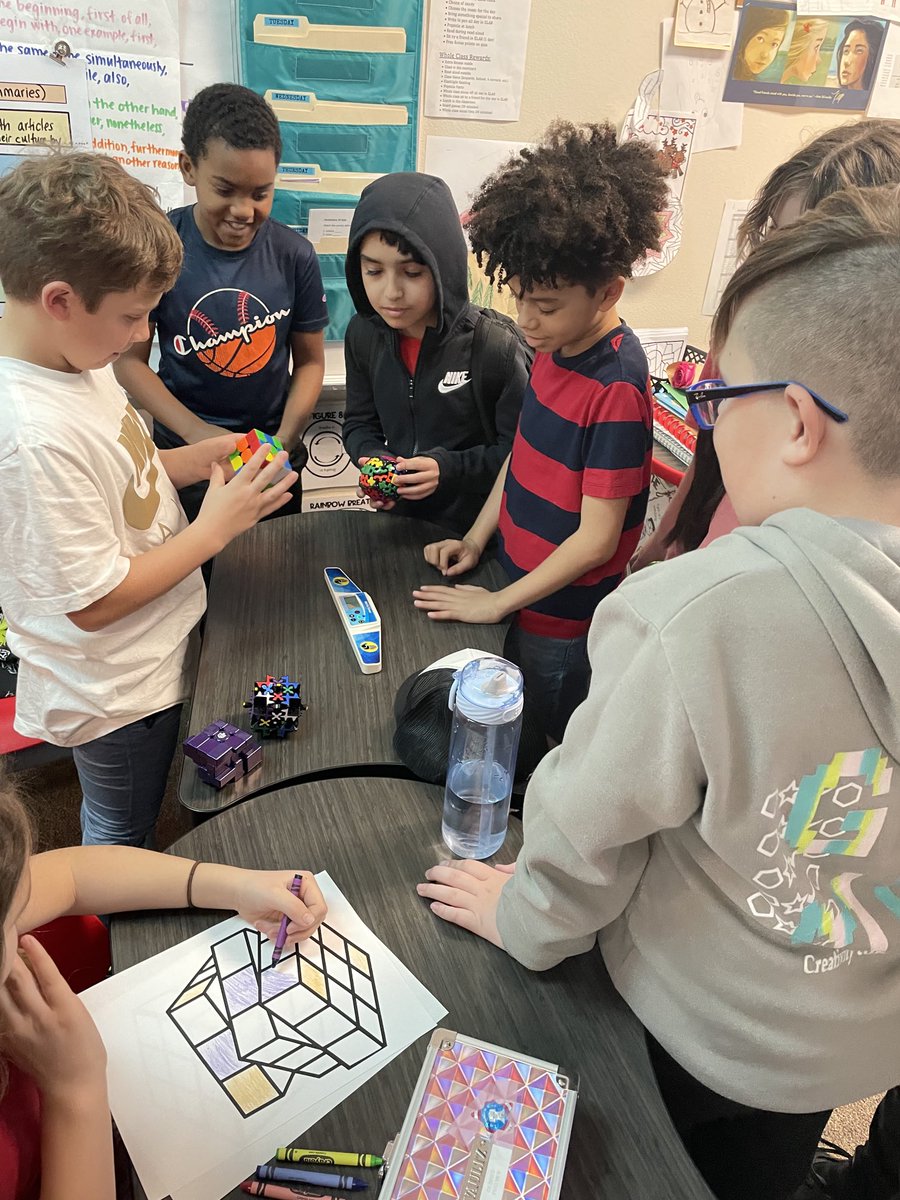 Jones_Teaches's tweet photo. Students enjoyed a reward of a Rubik’s Cube party today for filling their Cardinal board! We solved and learned! @HMECardinals⁩ #hmeproud https://t.co/U58N8ZQPnM