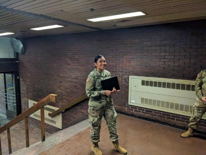 @NYCEMCommish presented Private First Class Sandra Garcia with a certificate of appreciation for her work welcoming asylum seekers. PFC. Garcia went above and beyond to serve our newest NYers. She also serves as a member of NY’s Finest in the @NYPD7Pct! @USNationalGuard