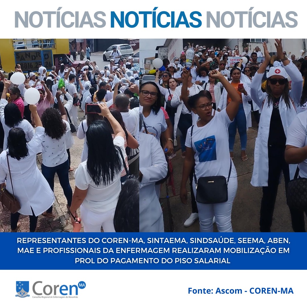 CorenMAoficial's tweet photo. Representantes do Coren-MA, Sintaema, Sindsaúde, Seema , Abem , Mae e mais de 200  profissionais da enfermagem no Maranhão  realizaram mobilização em Prol da aplicação do Piso Salarial da Enfermagem que já é lei https://t.co/6URUA1OtI6