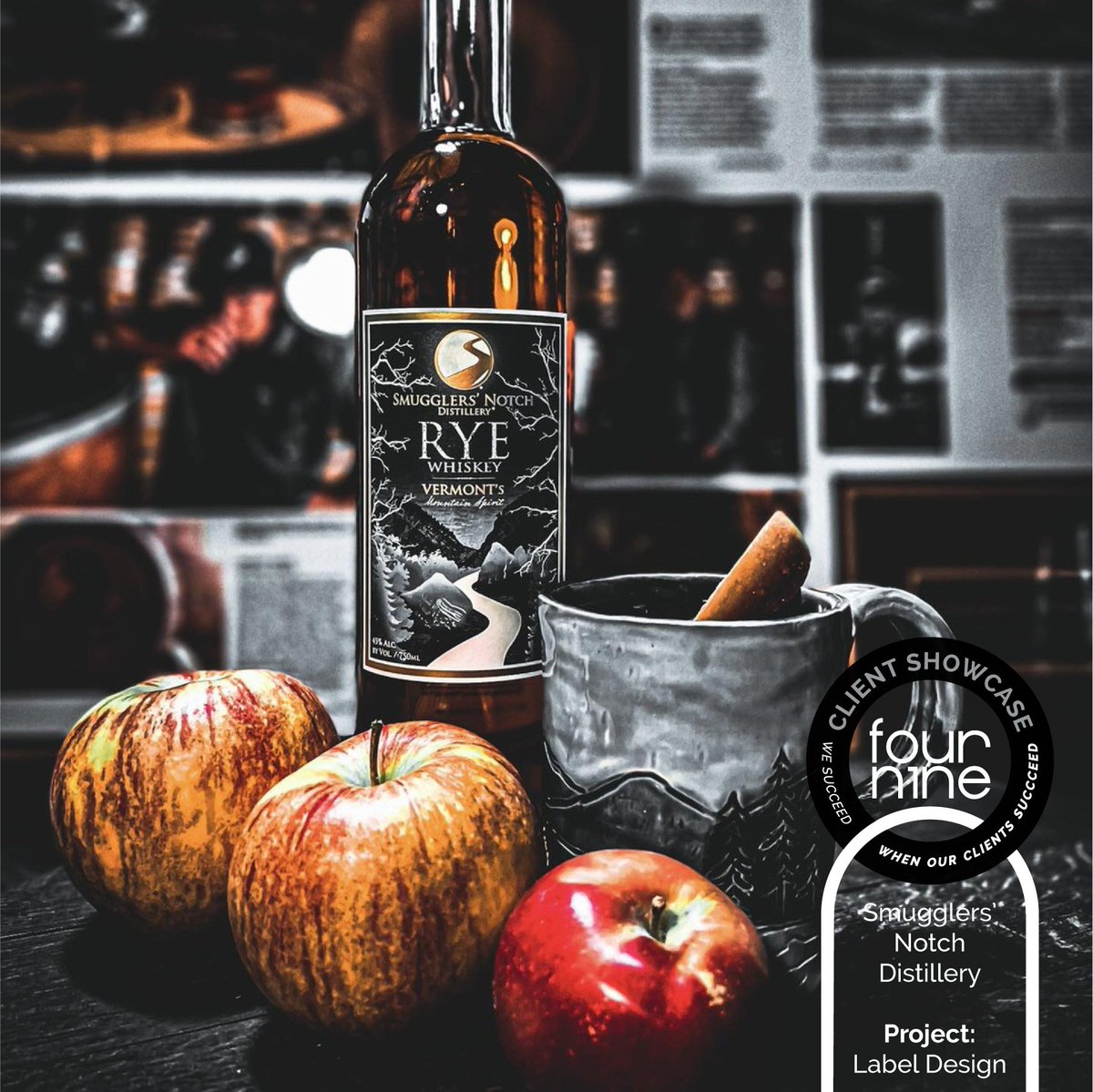 FourNineDesign's tweet image. The contrast in this label really makes it pop! Love this image from @SNDistillery featuring the label design we did for their Rye Whiskey. Tell us what your favorite @SND_spirits drink is in the comments below!

#label #labeldesign #packagingdesign #liquor #graphicdesign