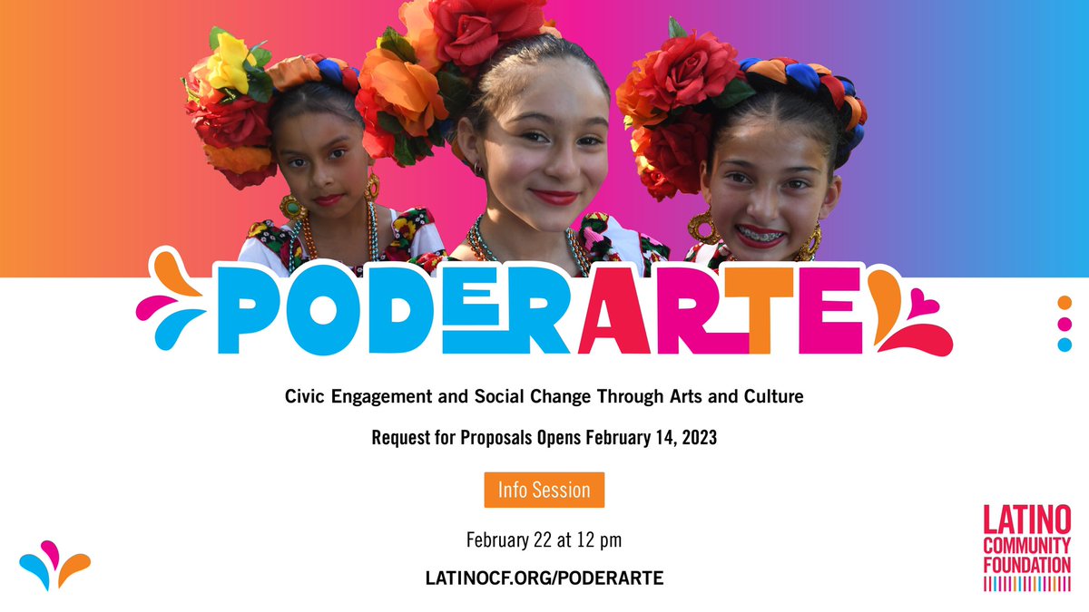 LatinoCommFdn's tweet image. Are you an artist, nonprofit or a creative collective? Do you have a big idea for a mural, poetry slam, or cultural program? Apply for our #PoderArte grants to support your project or program! Learn more about this exciting opportunity!

Visit Latinocf.org/poderarte for more!
