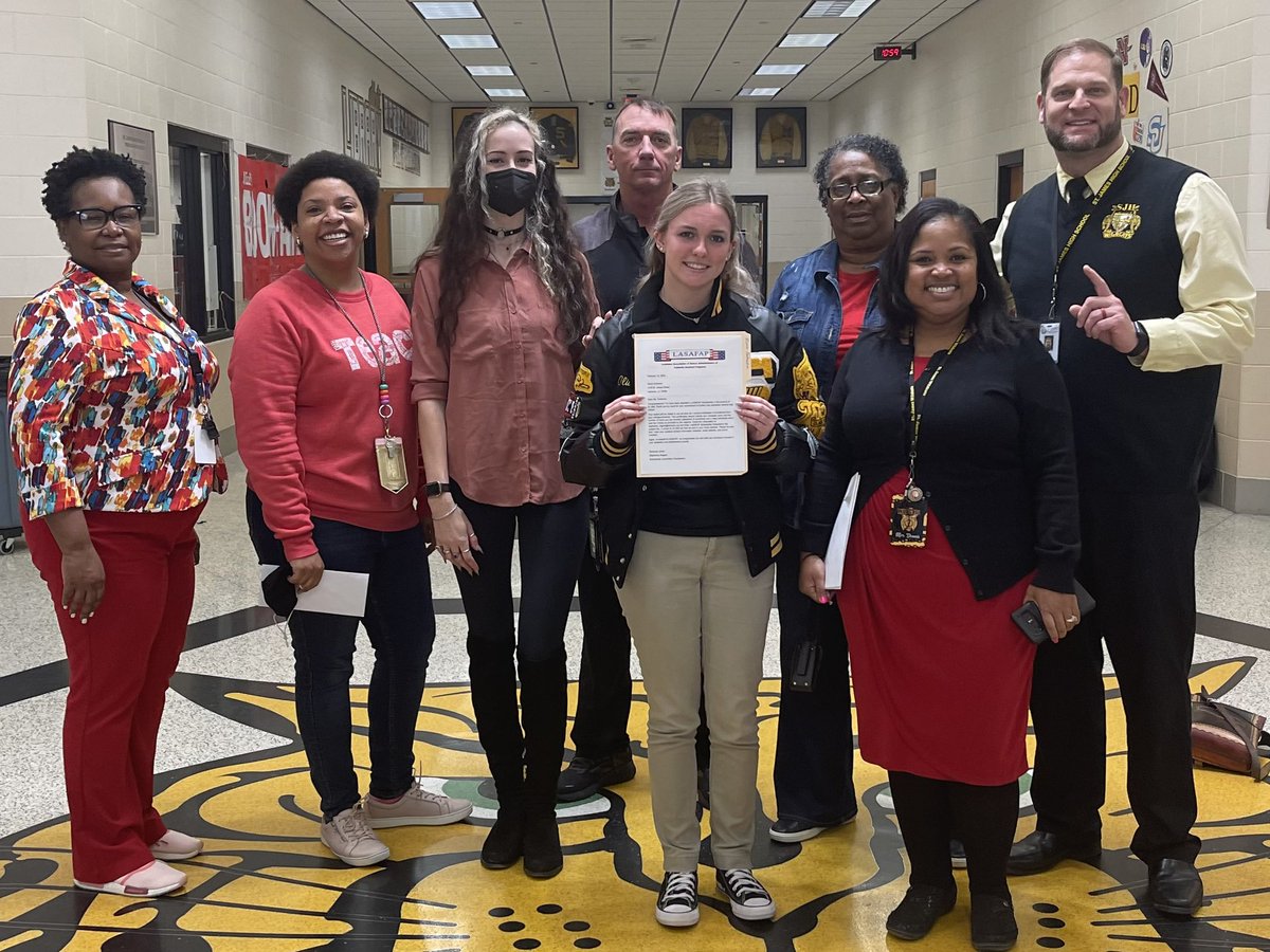Olivia Dufrense has been awarded a LASAFAP scholarship in the amount of $1500. She will enroll at Nicholls and major in Allied Health. She will be honored at the Louisiana Association of School Administrators of Federally Assisted Programs Conference March 1-3 2023 #THDE