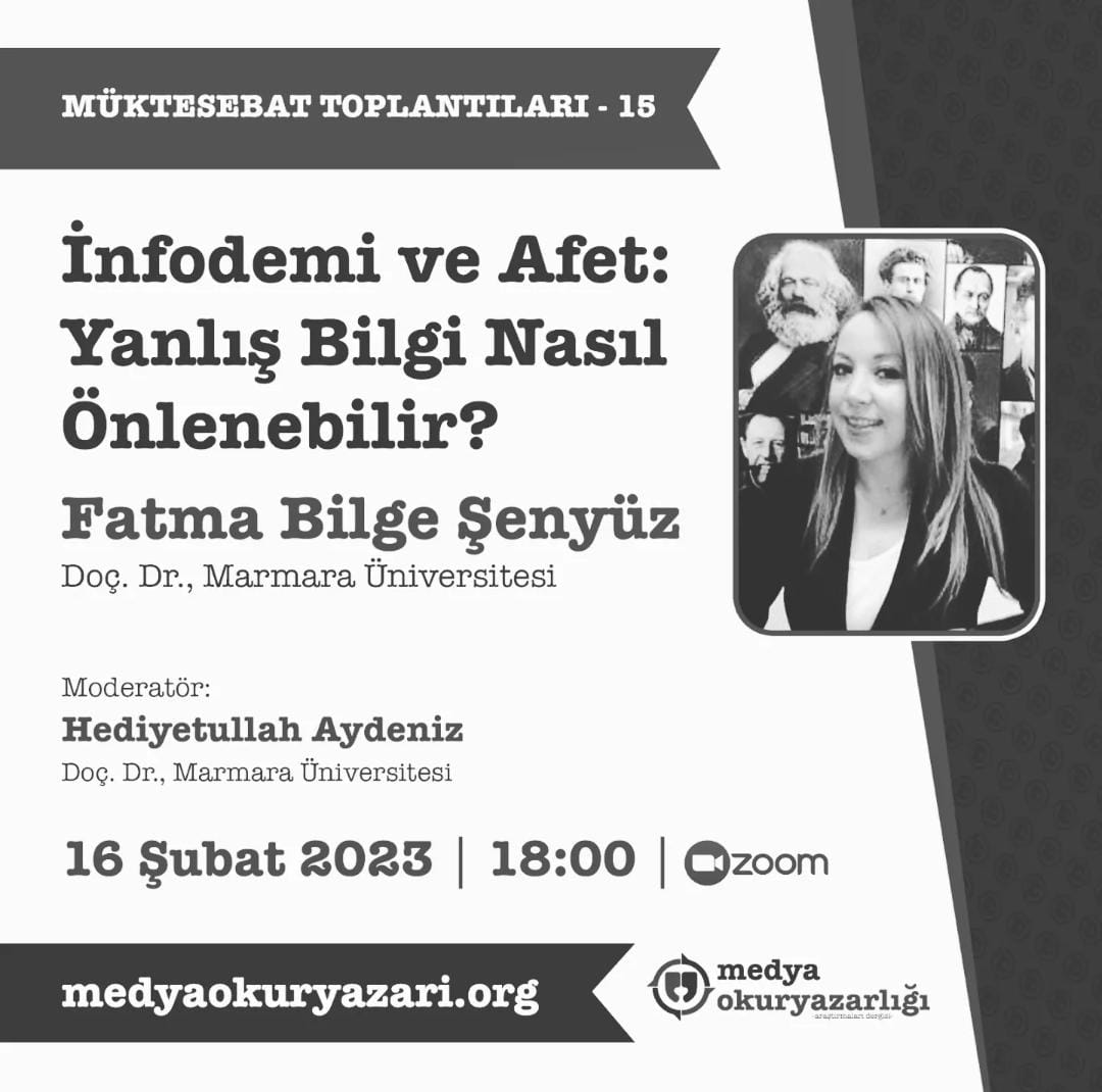 MedyaOkurYazar_'s tweet photo. Akademik ve entelektüel birikimlerimizi konuştuğumuz #Müktesebat #Toplantılarının bu haftaki oturumunda, #deprem felaketi sonrasındaki süreci dikkate alarak #infodemi'yi konuşacağız.
🗓️16.02.2023
⏳18:00
▶️Kayıt:https://t.co/im5efOW1hx
#medyaokuryazarlığı
@senyuzbilge
Bekleriz! https://t.co/ya5uZRDEVy