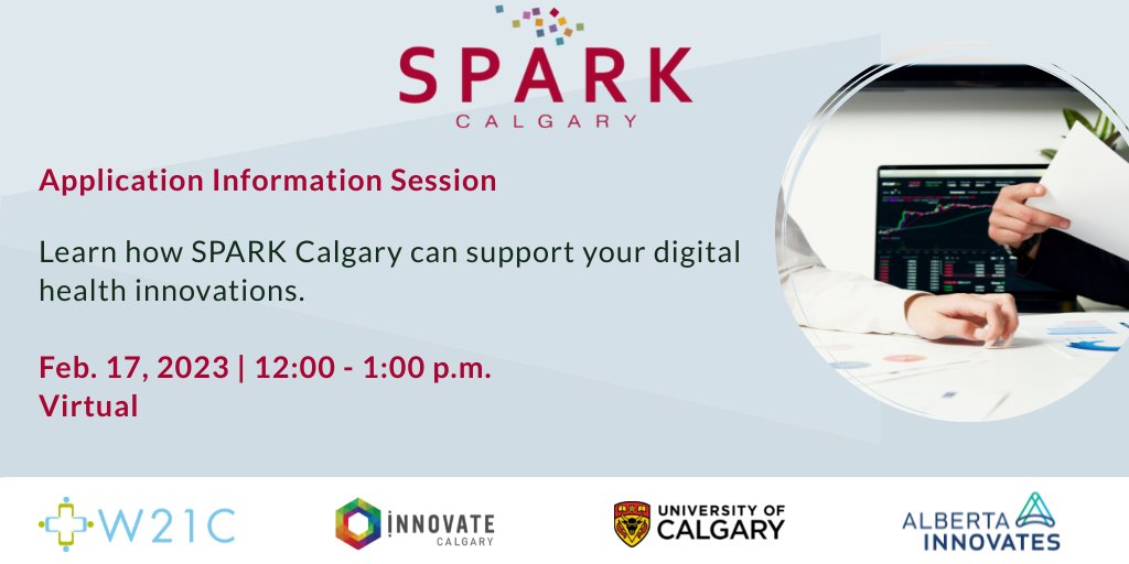 W21C's tweet photo. Reminder!
Learn how #SPARKCalgary can support your digital health innovation by attending a virtual information session this Friday, February 17!
Realize the impact of your digital health technology!
Register: https://t.co/BMtzspf6dL https://t.co/KXMeOQ4kMA